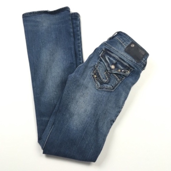 Silver Tuesday Boot Cut Distressed Jeans Sz 25 - Picture 1 of 7